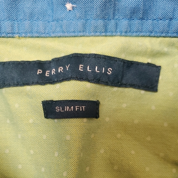 Perry Ellis Sky Blue Short Sleeve Shirt. 100% Cotton. Men's XL - Picture 3 of 9